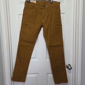 Hollister Men Skinny 5 Pocket Corduroy Pants Brown Tan 33 X 32 Y2K Mallcore